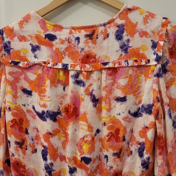 Betsey Johnson Sunset Floral Ruffle Trim Wrap Dress - Picture 4 of 10